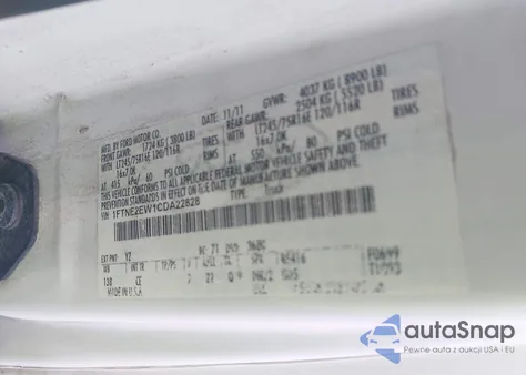 2012 Ford E-250 Commercial from USA, damaged, VIN 1FTNE2EW1CDA22828